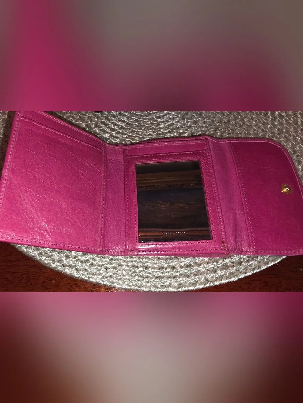 Pre-owned Authentic Miu Miu Bright Pink Leather Bow-Accent Wallet